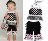 Conjunto calça e blusa preto com bolinha 0 a 2 anos