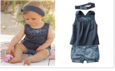 conjuntinho cinza menina + tiara de 0 a 2 anos