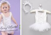 Roupa bellet branca + tiara  0 a 2 anos