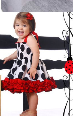 Vestido joaninha de 1 a 3 anos
