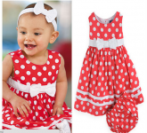 vestido bolinha vermelho + calçinha 0 a 2 anos